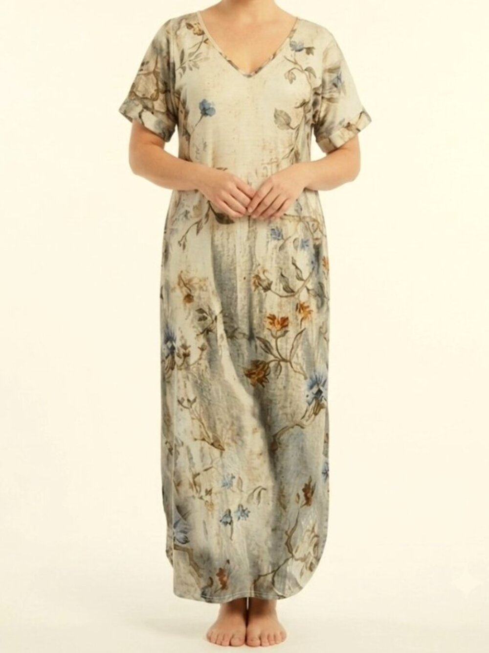 Zolucky Floral Short Sleeve Maxi Dress- Sz. Lrg